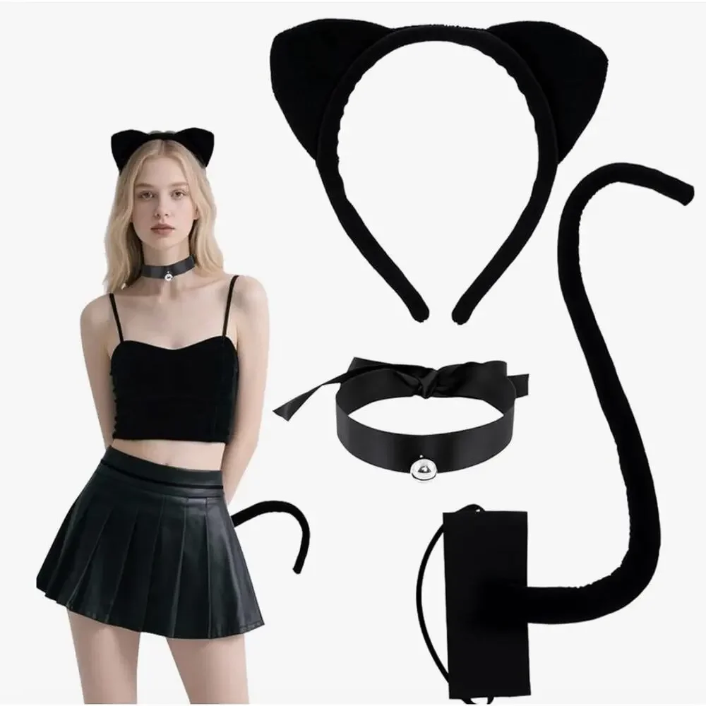 3PCS Cat Costume Accessories Set, Black Ears - Tail - Collar Women’s New